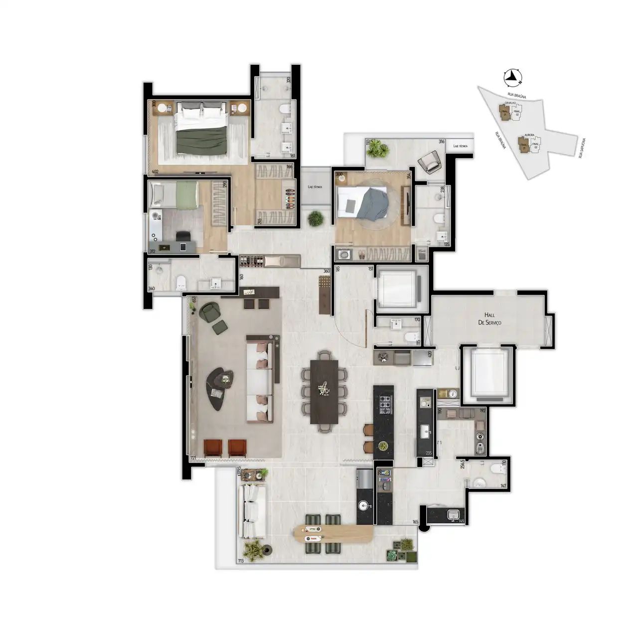 Apartamento 3 quartos - sala ampliada